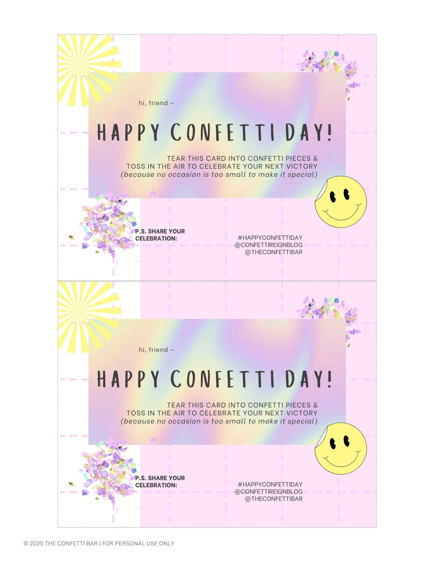 Confetti Day Printable Postcard
