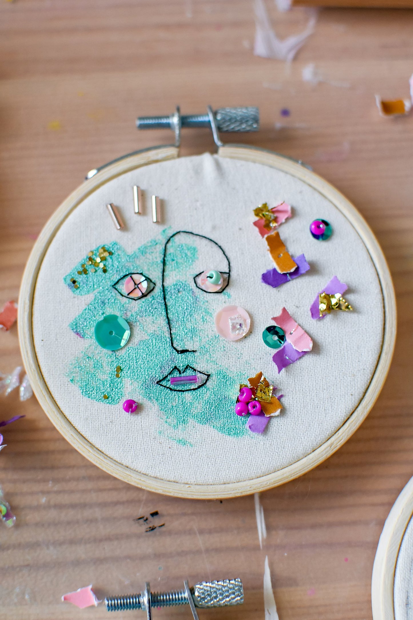 I Am Confetti Mixed Media Embroidery by Jessica Serra Huizenga