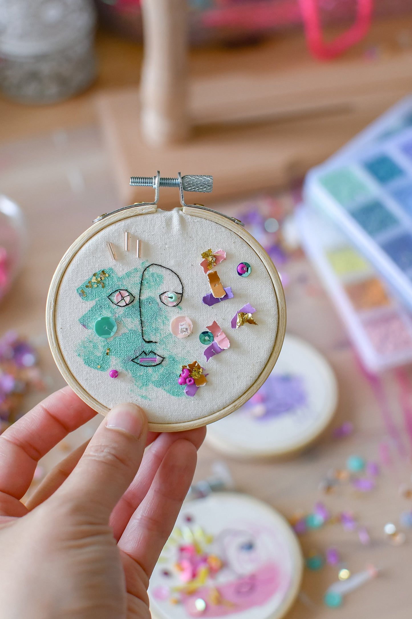 I Am Confetti Mixed Media Embroidery by Jessica Serra Huizenga