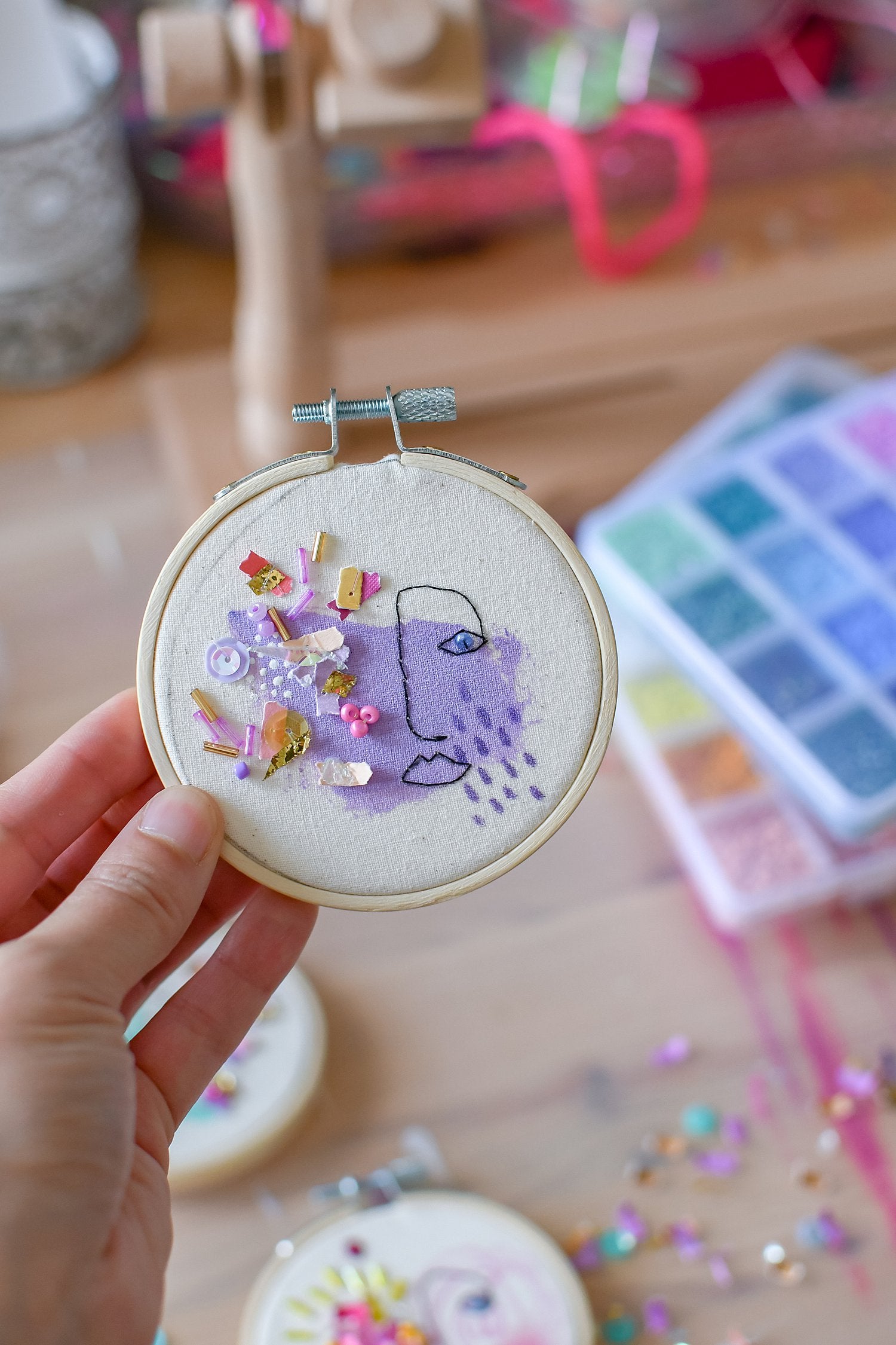 I Am Confetti Mixed Media Embroidery by Jessica Serra Huizenga