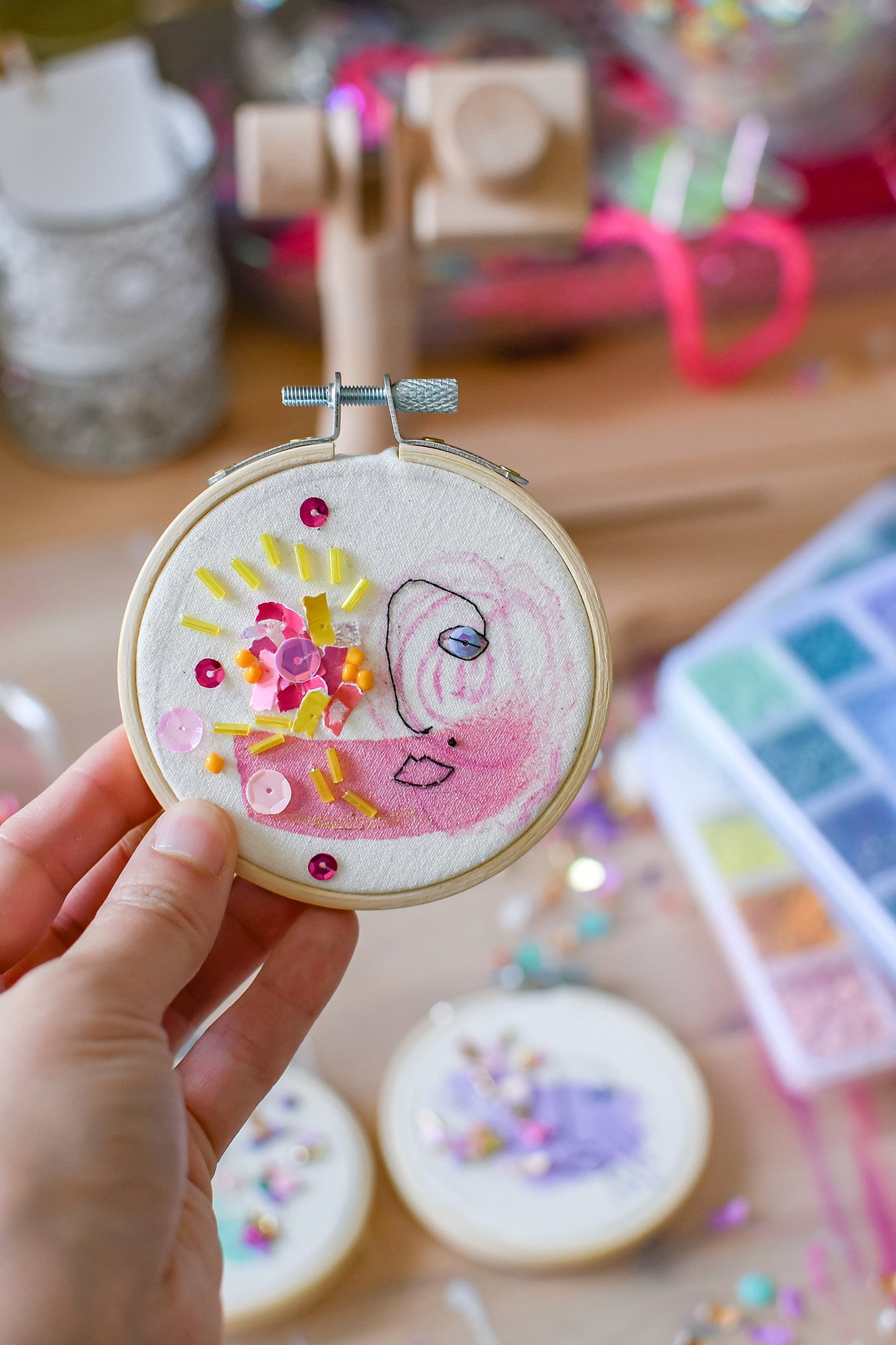I Am Confetti Mixed Media Embroidery by Jessica Serra Huizenga