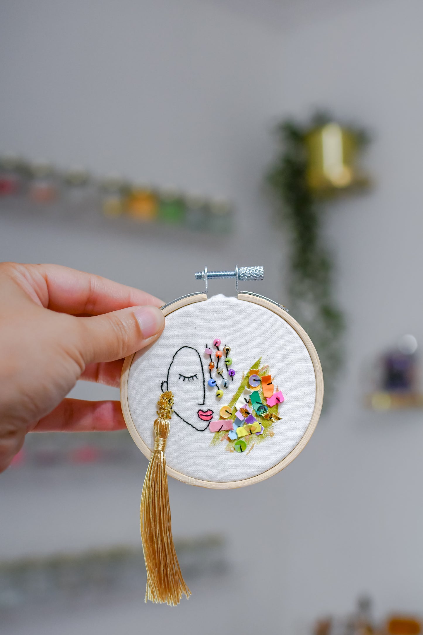 "Bernadette" Original Mixed Media Embroidery