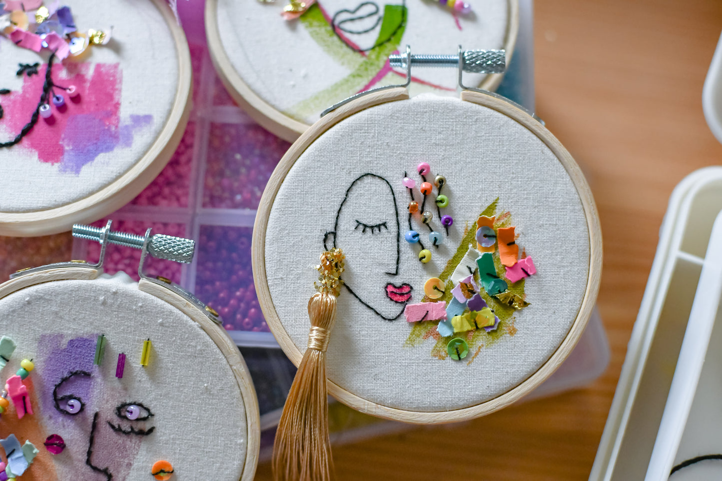 "Bernadette" Original Mixed Media Embroidery
