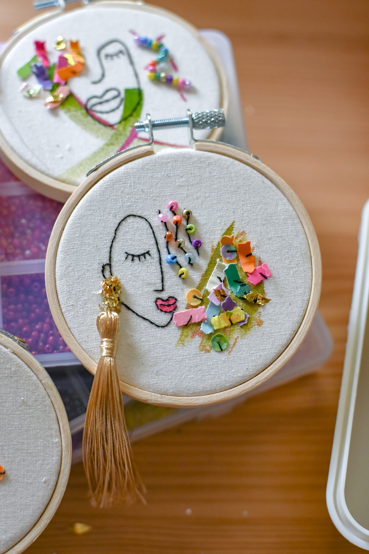 "Bernadette" Original Mixed Media Embroidery