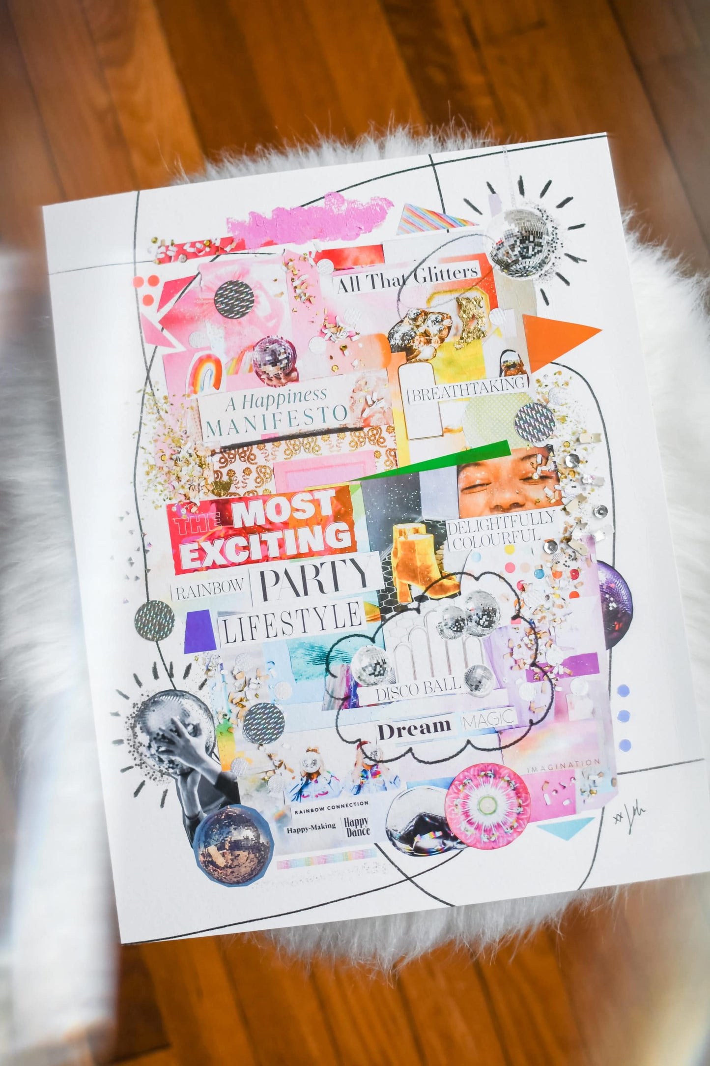 disco ball dream magic collage art print by Jessica Serra Huizenga