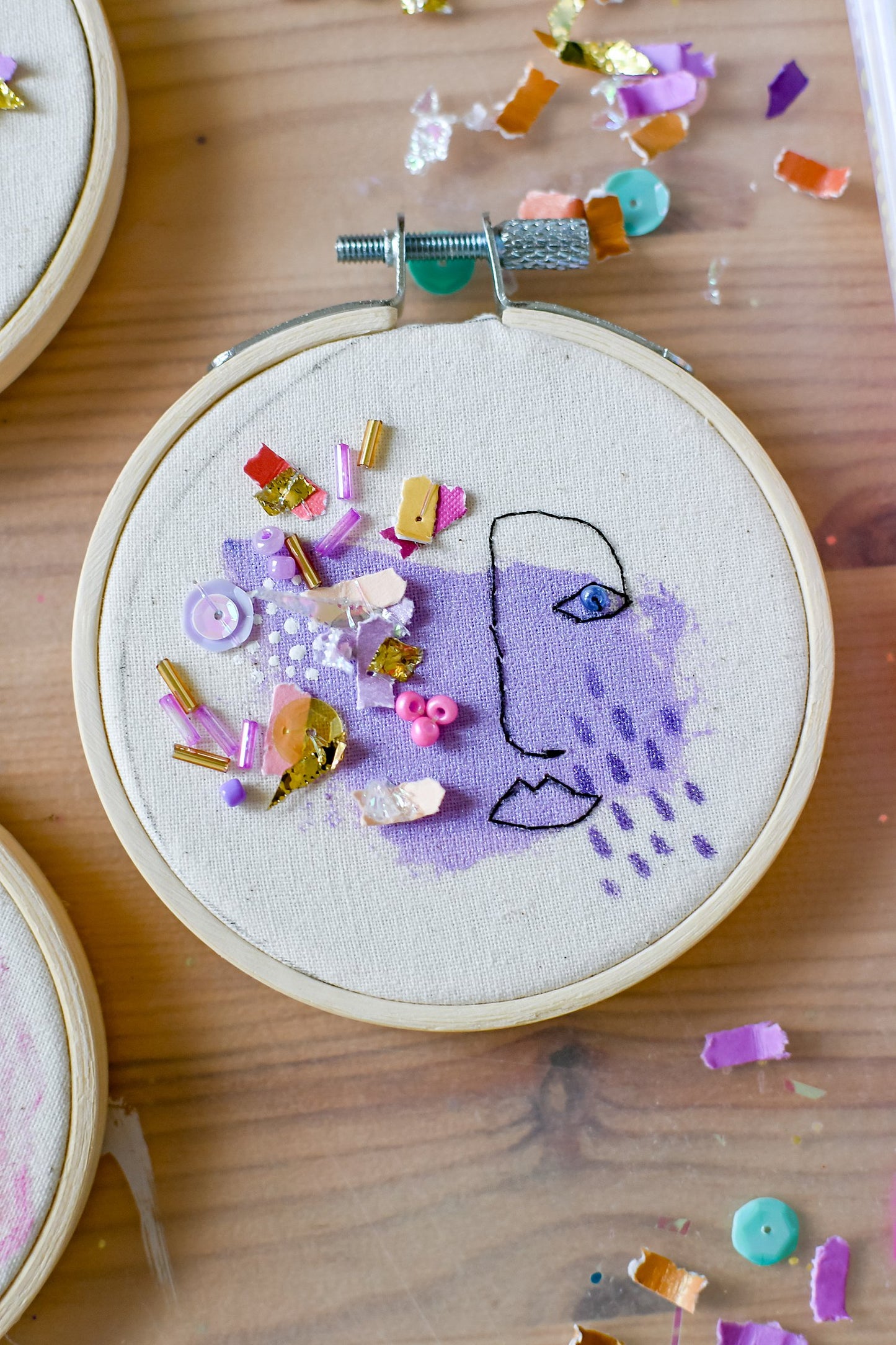 I Am Confetti Mixed Media Embroidery by Jessica Serra Huizenga