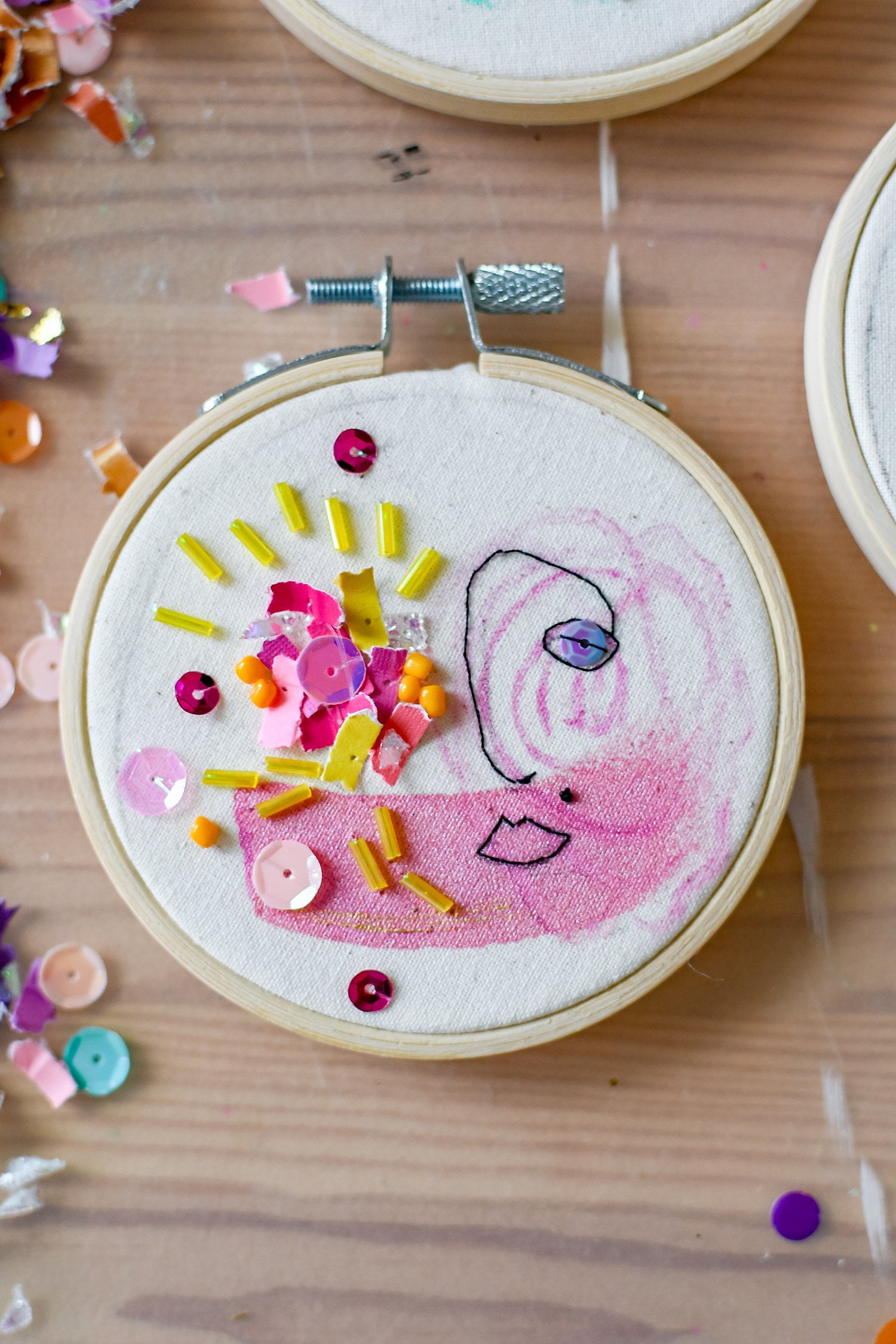I Am Confetti Mixed Media Embroidery by Jessica Serra Huizenga