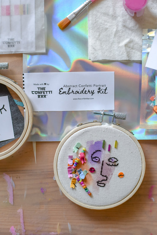 Abstract Confetti Portrait Embroidery Kit