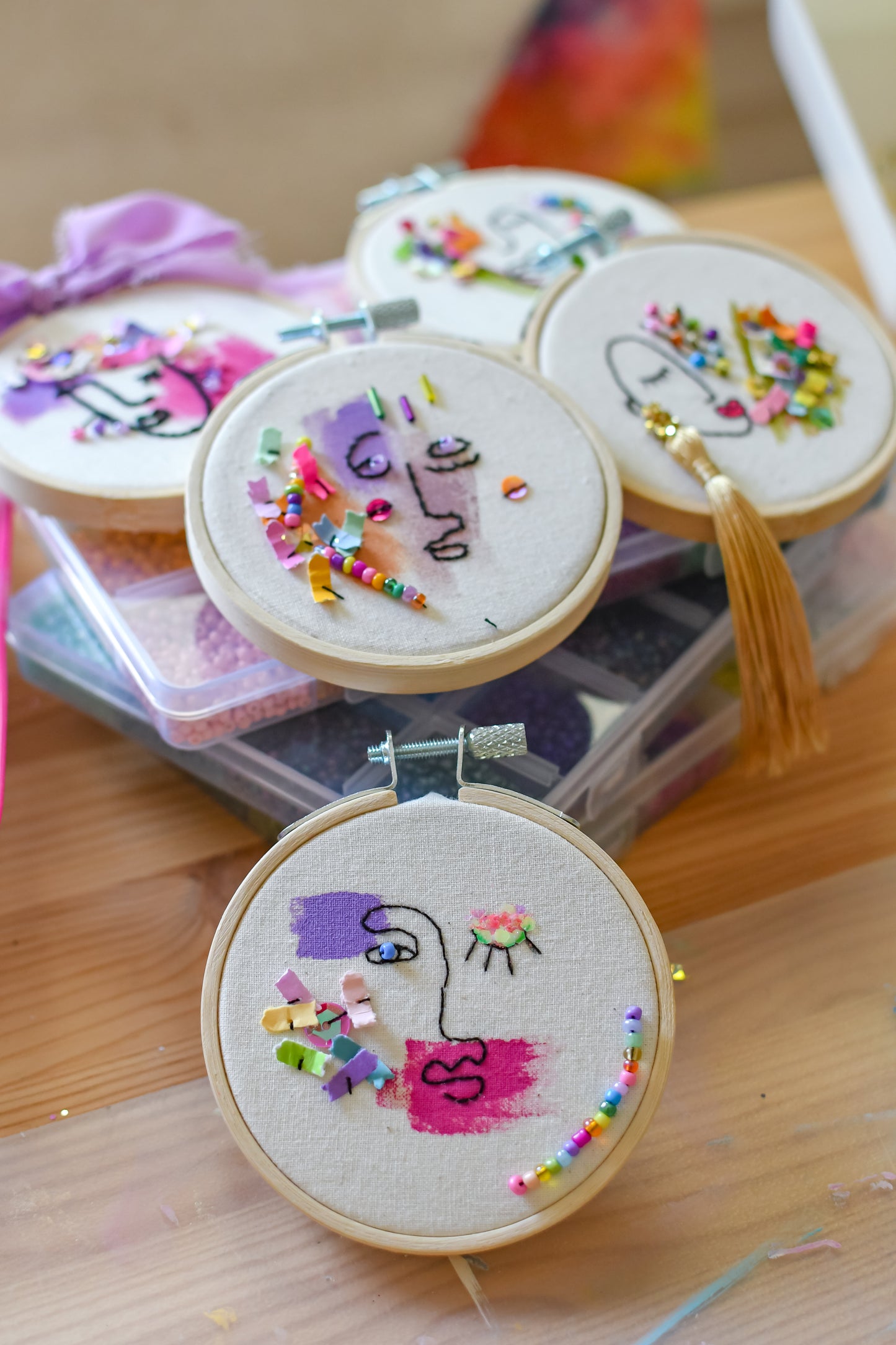 Abstract Confetti Portrait Embroidery Kit