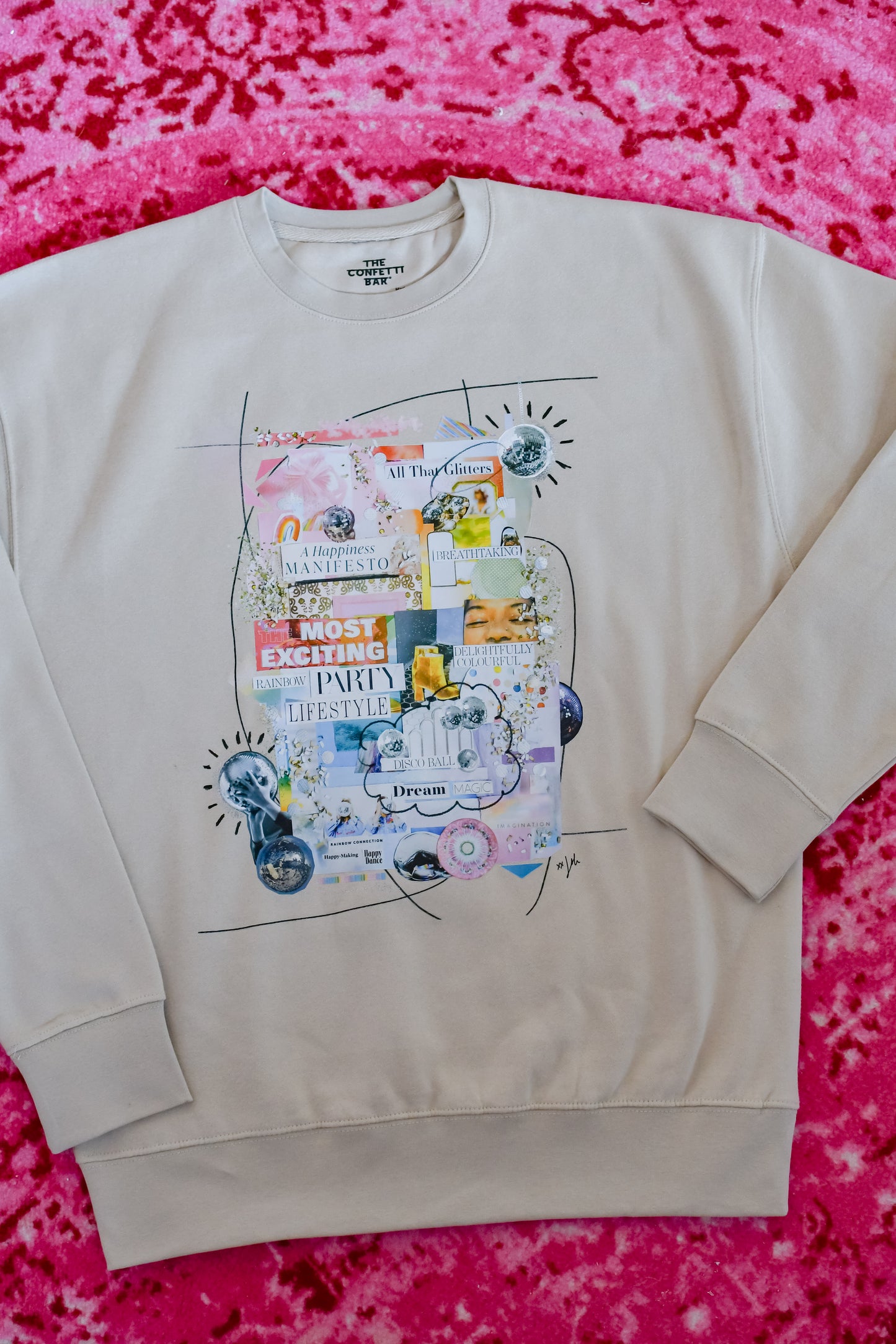 "disco ball dream magic" Collage Art Crewneck Sweatshirt