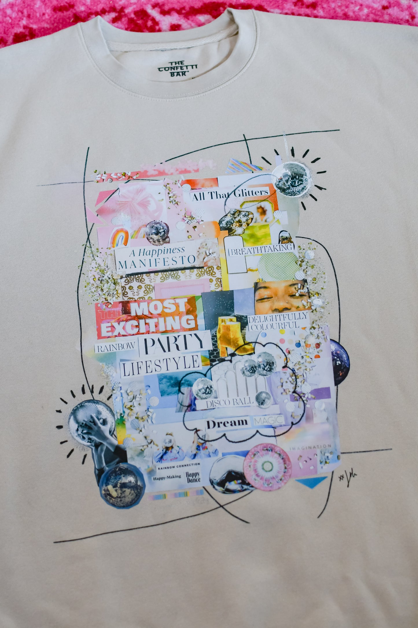 "disco ball dream magic" Collage Art Crewneck Sweatshirt