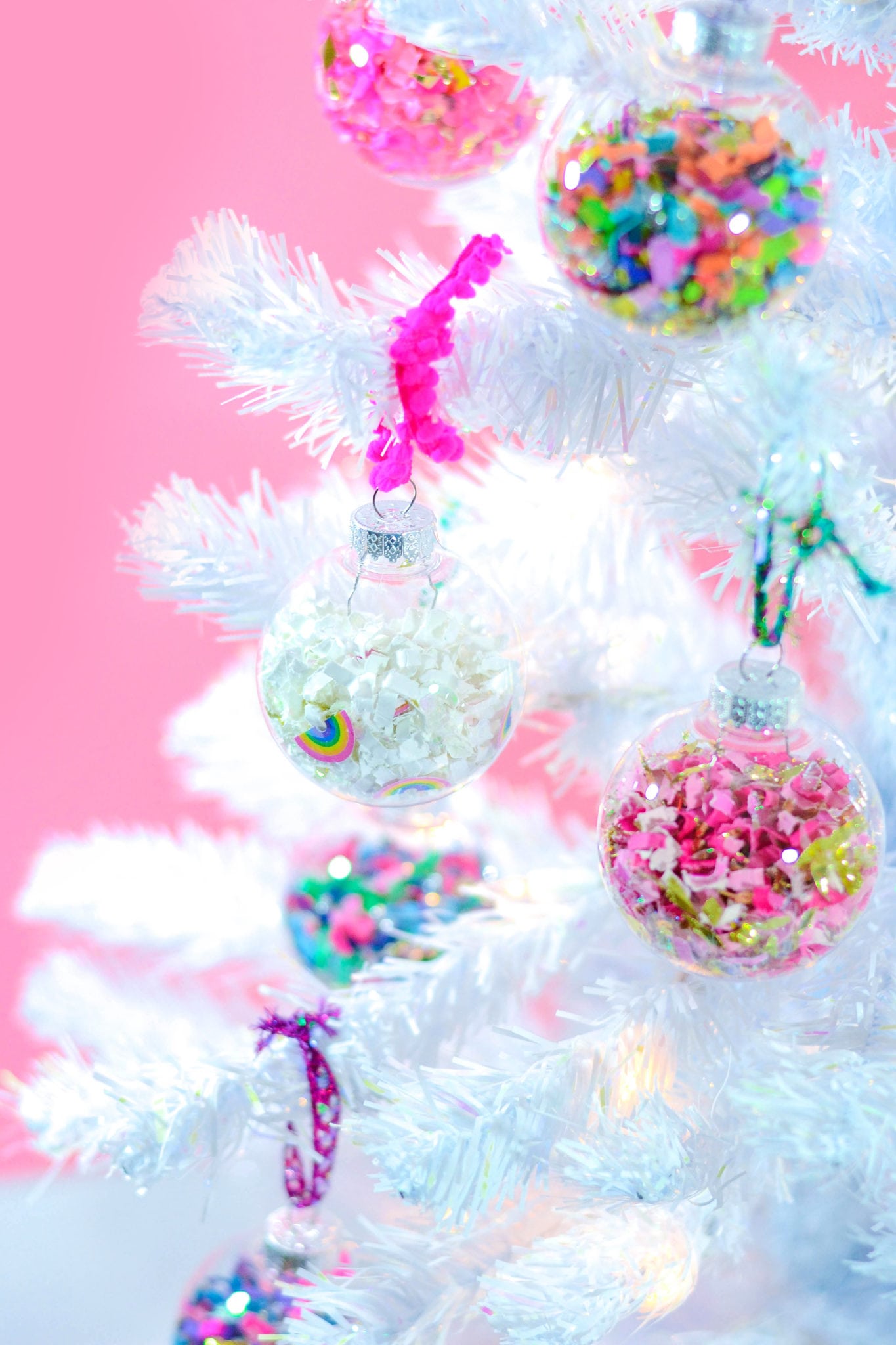 DIY Confetti Holiday Ornaments