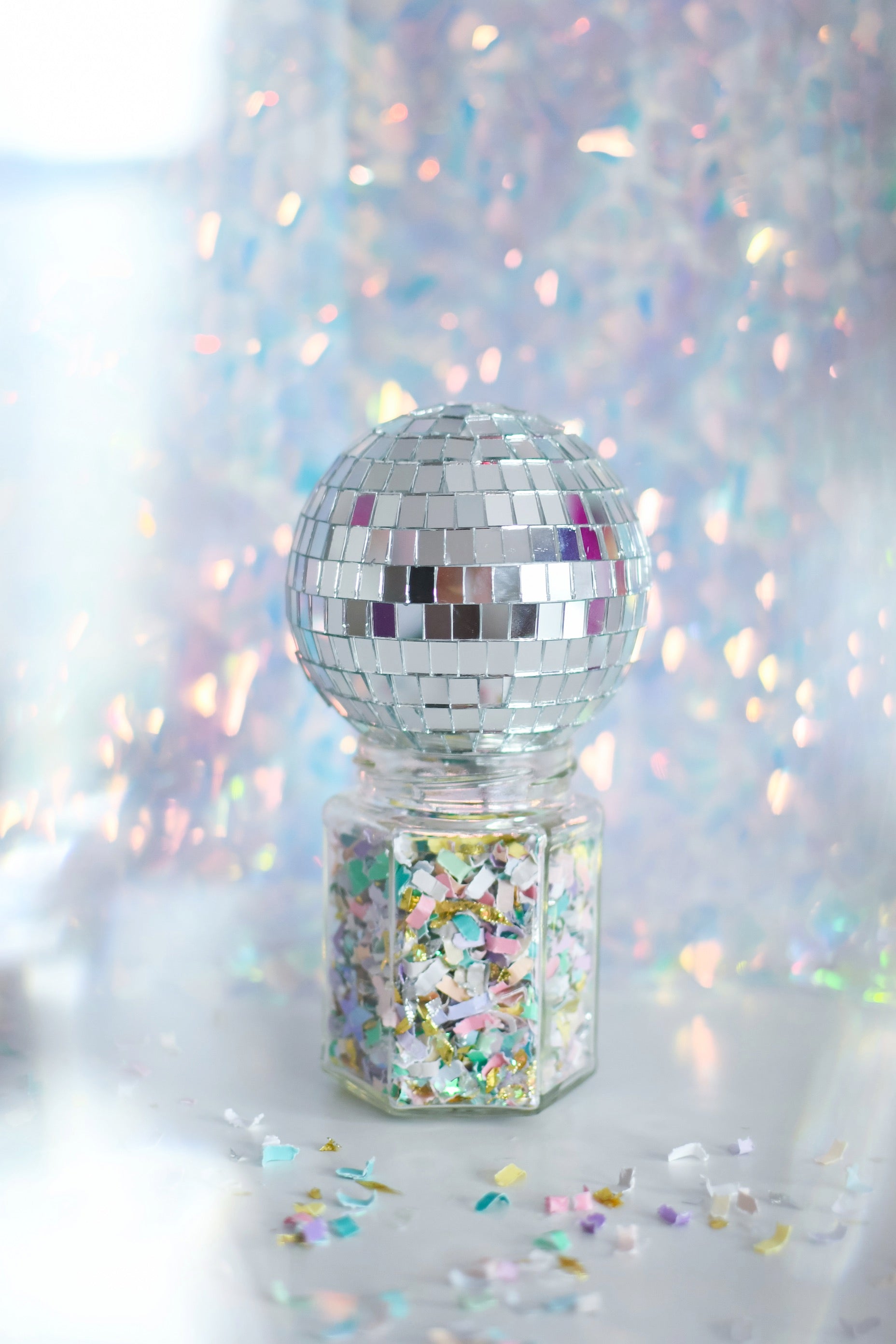 believe in magic confetti jar with disco ball