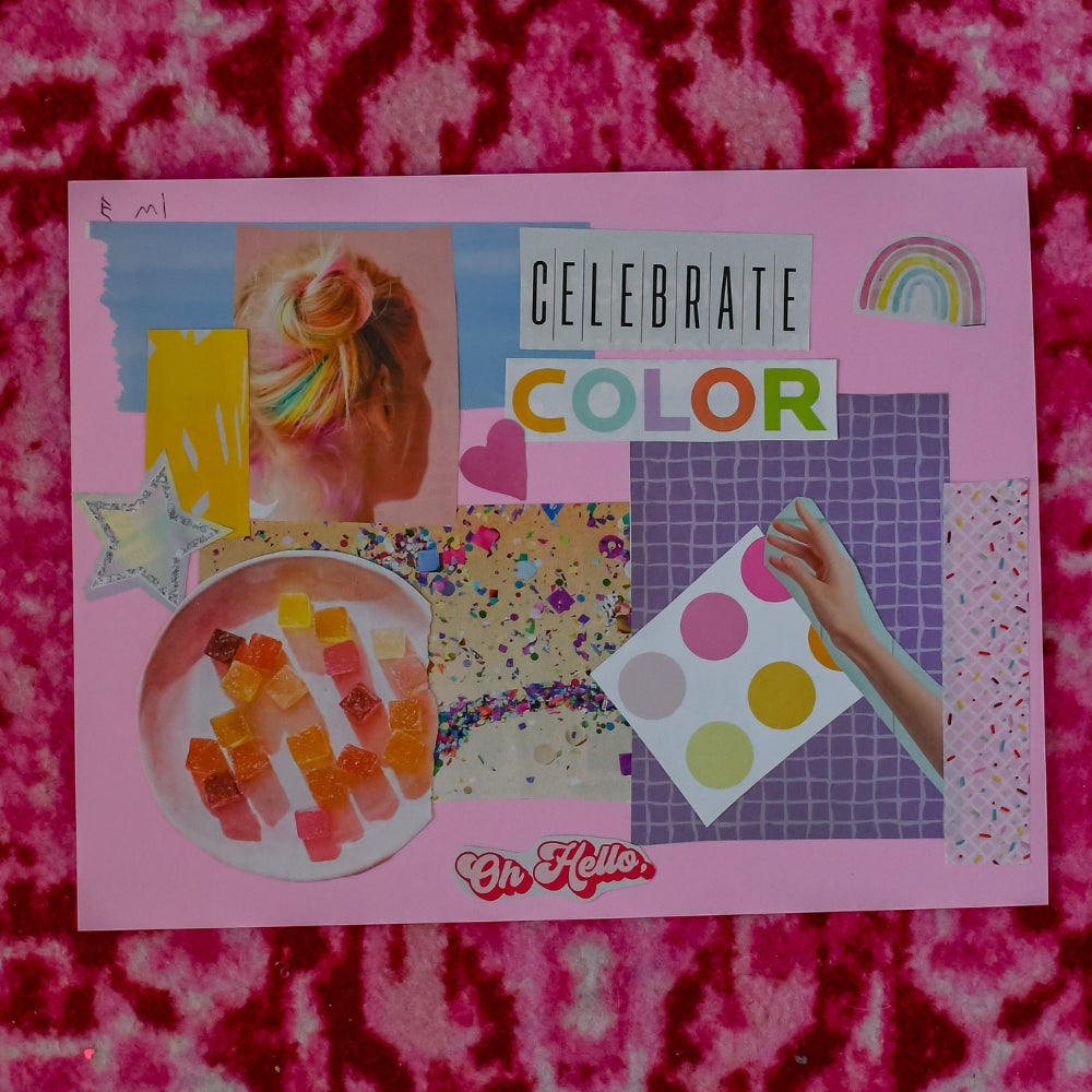 "Celebrate Color" | original collage by Emi, age 5