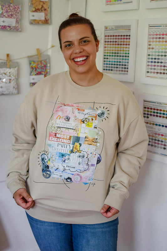 "disco ball dream magic" Collage Art Crewneck Sweatshirt