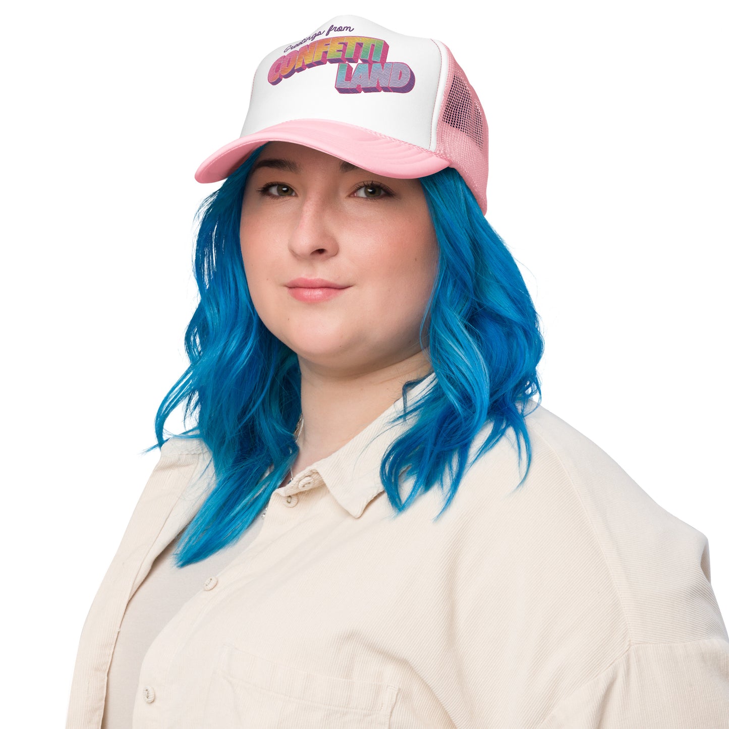 "Greetings From Confetti Land" Embroidered Trucker Hat