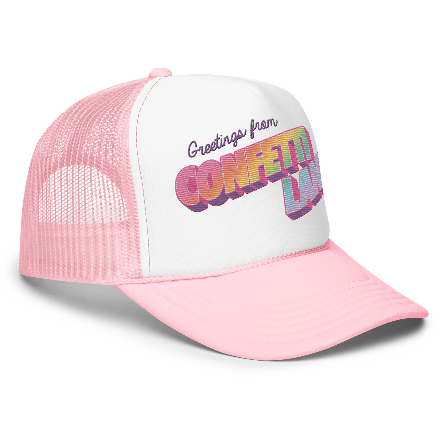 "Greetings From Confetti Land" Embroidered Trucker Hat