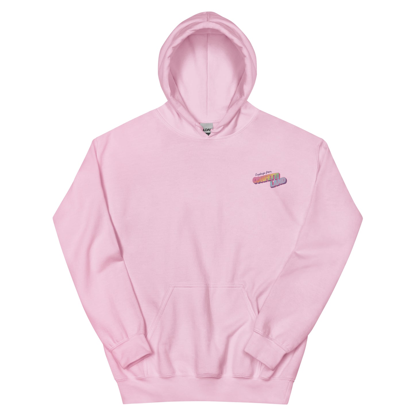 "Greetings From Confetti Land" Embroidered Hoodie